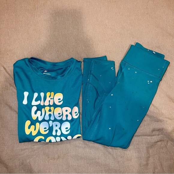 All In Motion “I like Where We Are Going” Athletic MATCHING SET Pants and Shirt - Picture 1 of 6